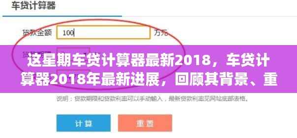 2018年车贷计算器最新进展回顾,背景、重要事件与领域地位一览