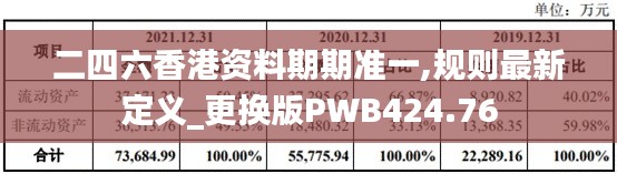 二四六香港资料期期准一,规则最新定义_更换版PWB424.76