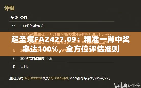 超圣境FAZ427.09:精准一肖中奖率达100%,全方位评估准则