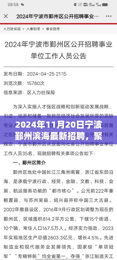 宁波鄞州滨海最新招聘动态,聚焦未来趋势与个人发展视角(2024年11月20日)